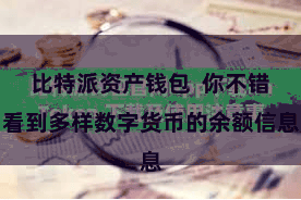 比特派资产钱包  你不错看到多样数字货币的余额信息